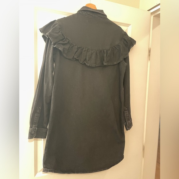 Black Denim Shirt Dress - Picture 4 of 5